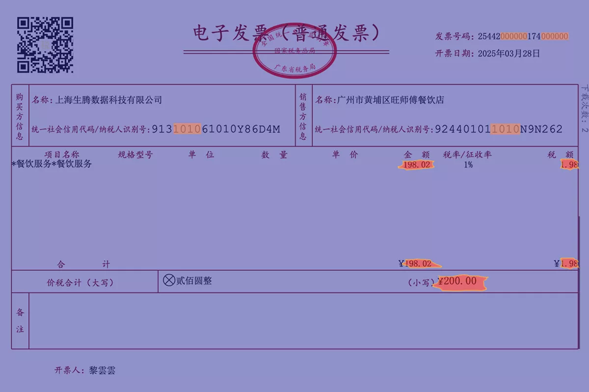 国内通用发票Before